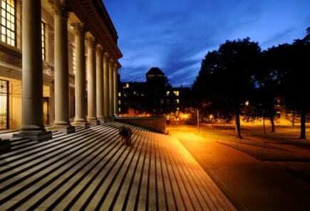 Harvard University at night