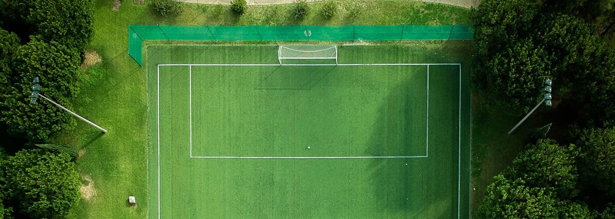 Aerial view of soccer field