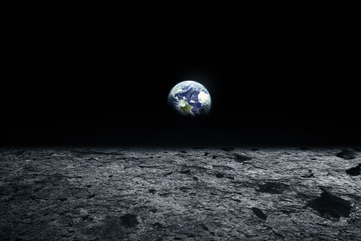 View of earth from the moon