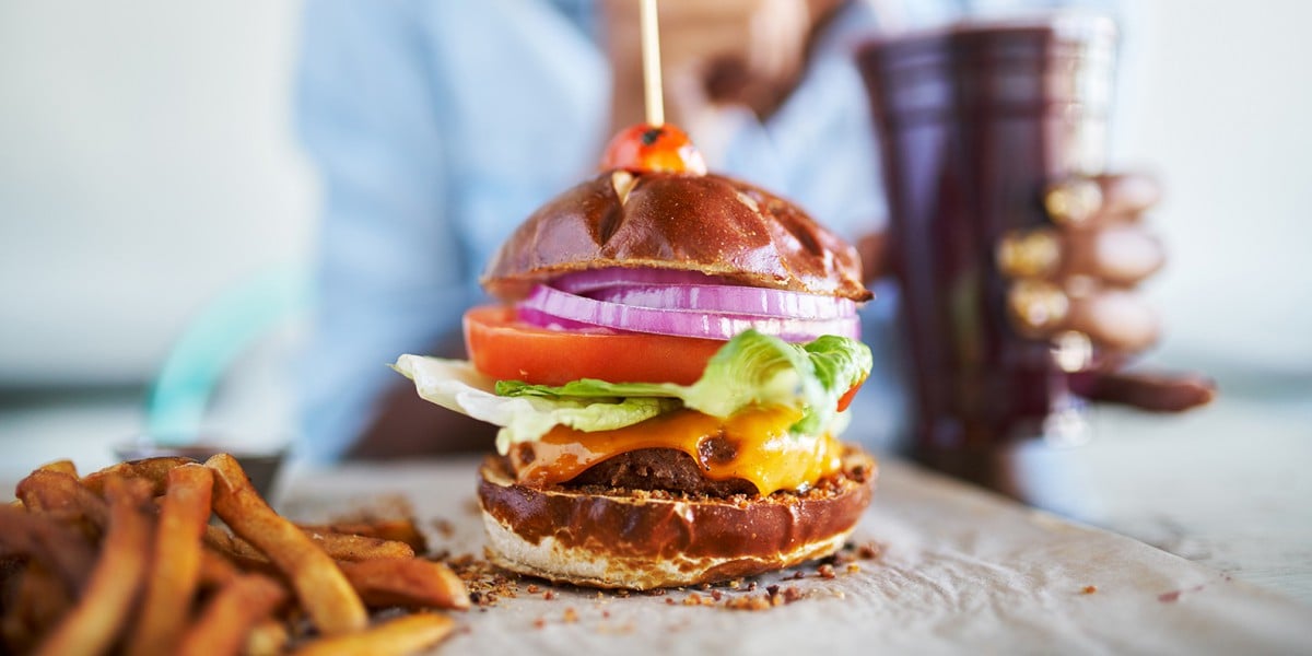 Plant-based burger and fries