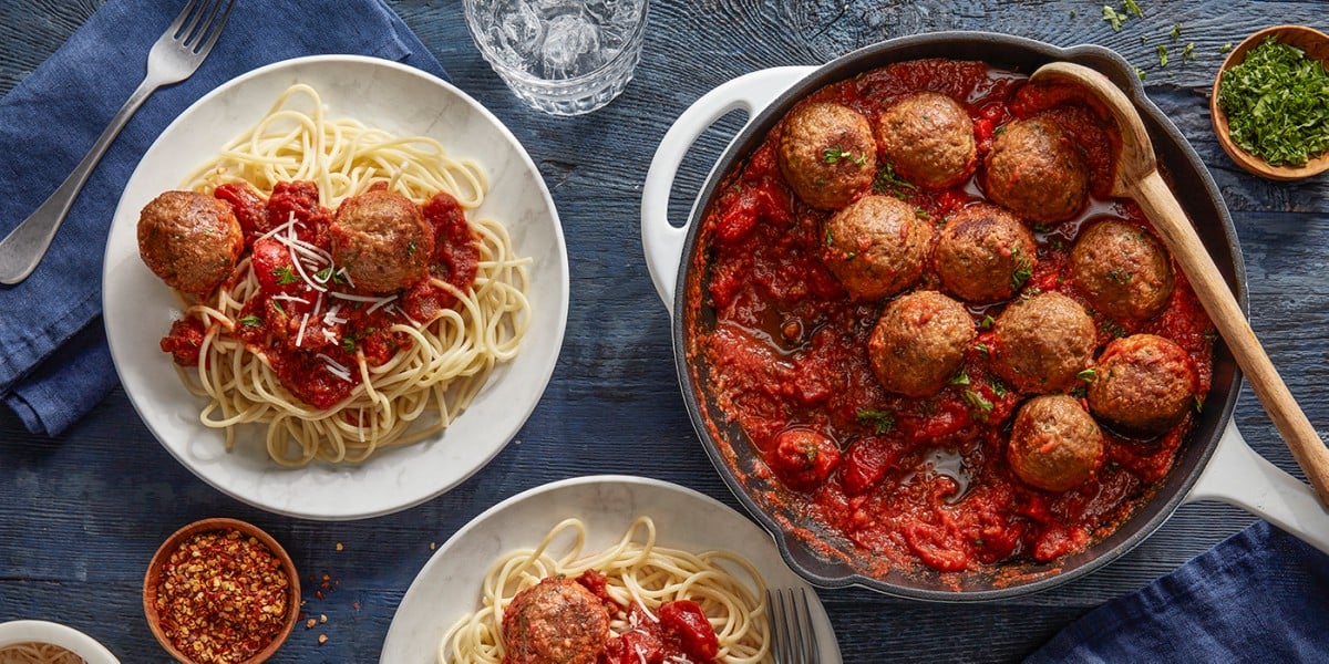 Beyond meatballs in pan and in spaghetti