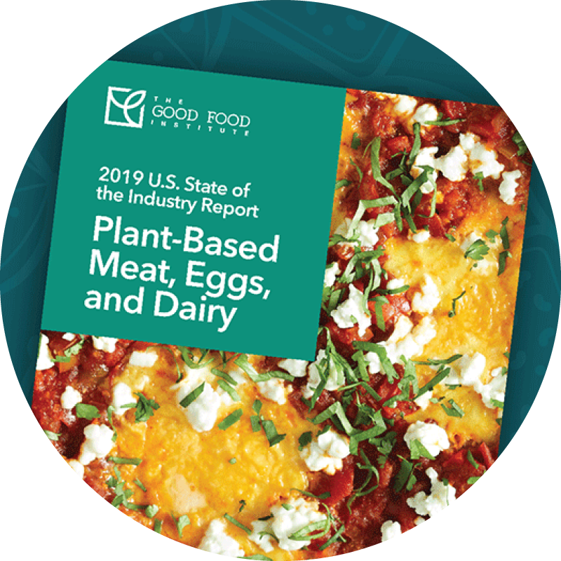 State of the industry report: plant-based meat, eggs, and dairy 2 Plant-based state of the industry report cover with vector graphic background
