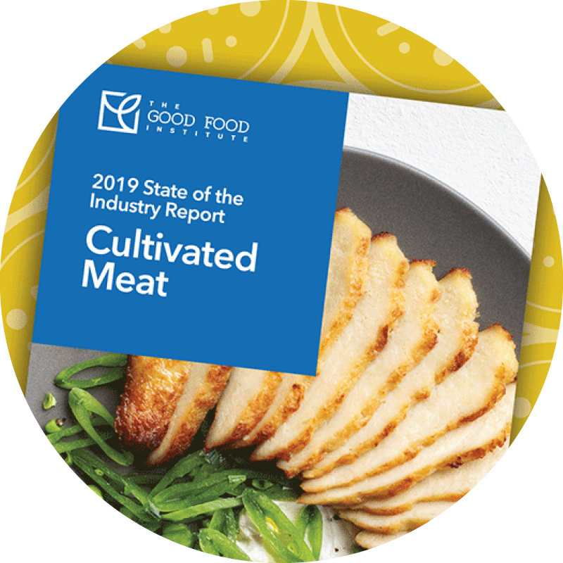 State of the industry report: cultivated meat 2 Report cover on a colorful background