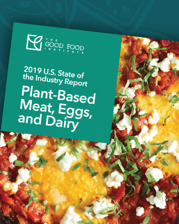 Plant-based State of the Industry Report cover with vector graphic background