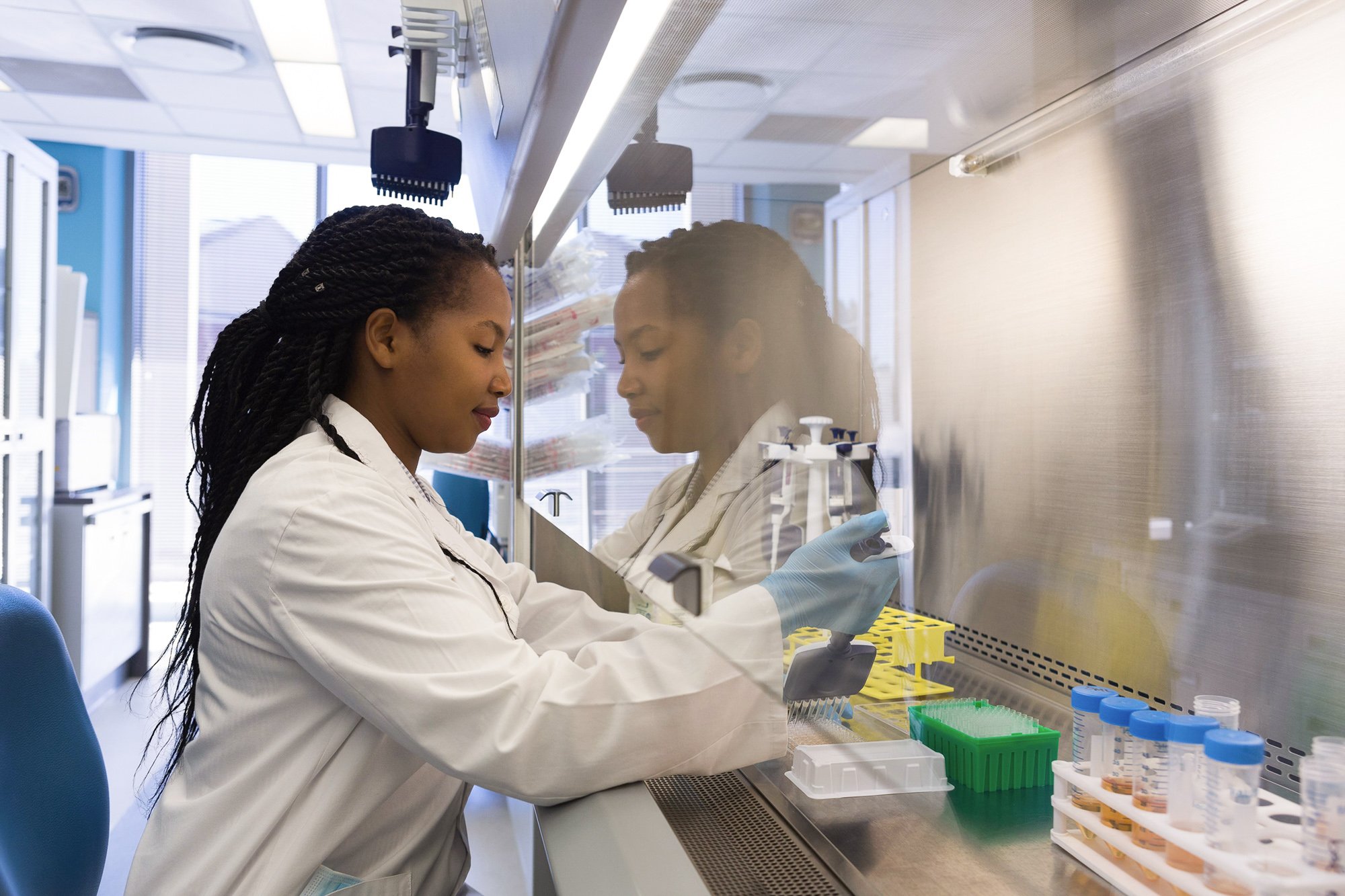 Female scientist doing alternative protein research in a lab