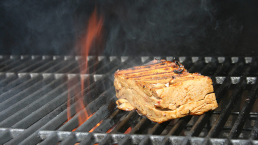 Plant-based meat on a grill