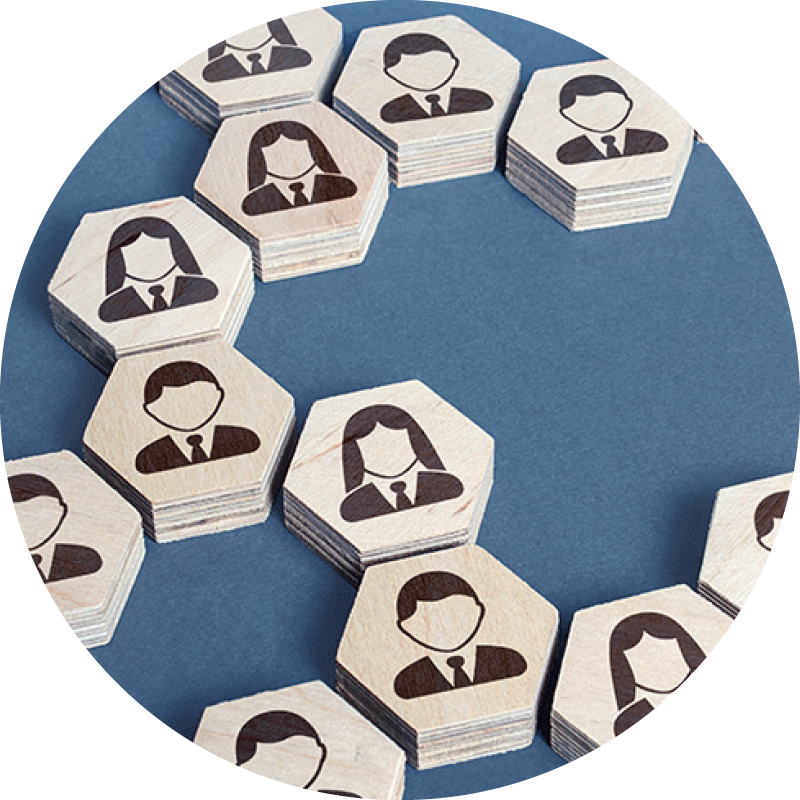 Network concept for career development, icons of people in hexagons