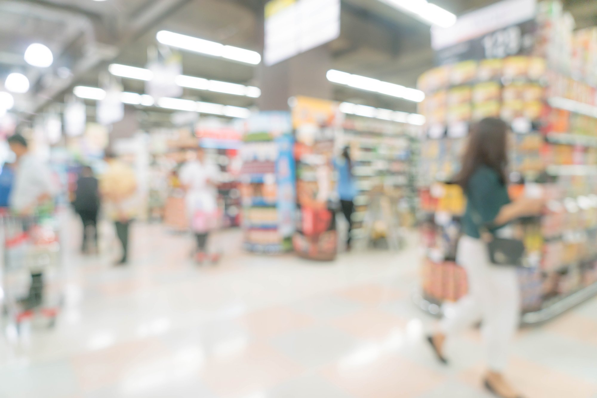 Blurry supermarket aisles