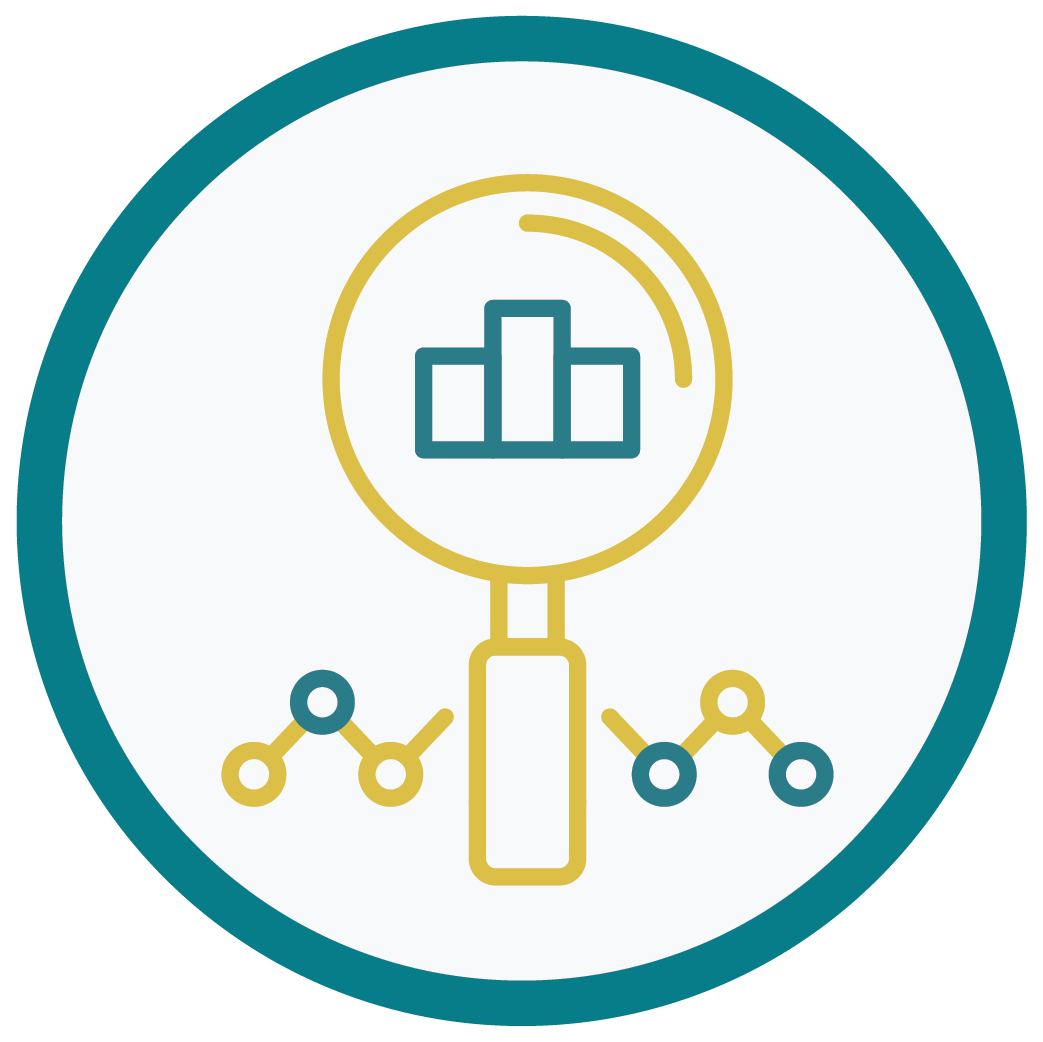 Research grants tracker magnifying glass icon