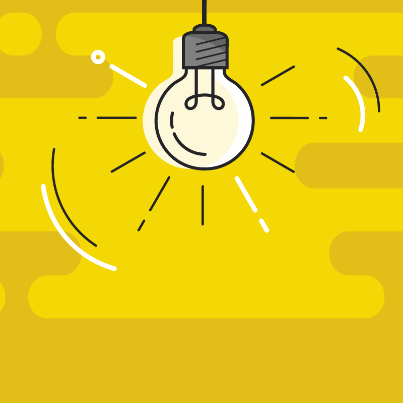 Glowing light bulb graphic