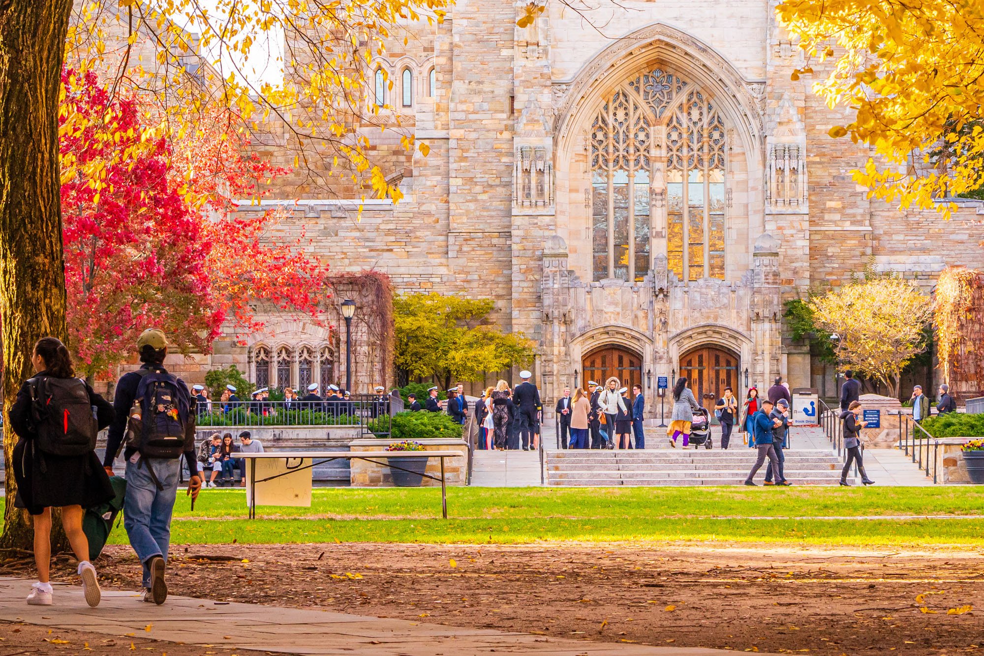 College campus in the fall