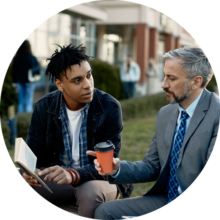 Student and professor having a discussion