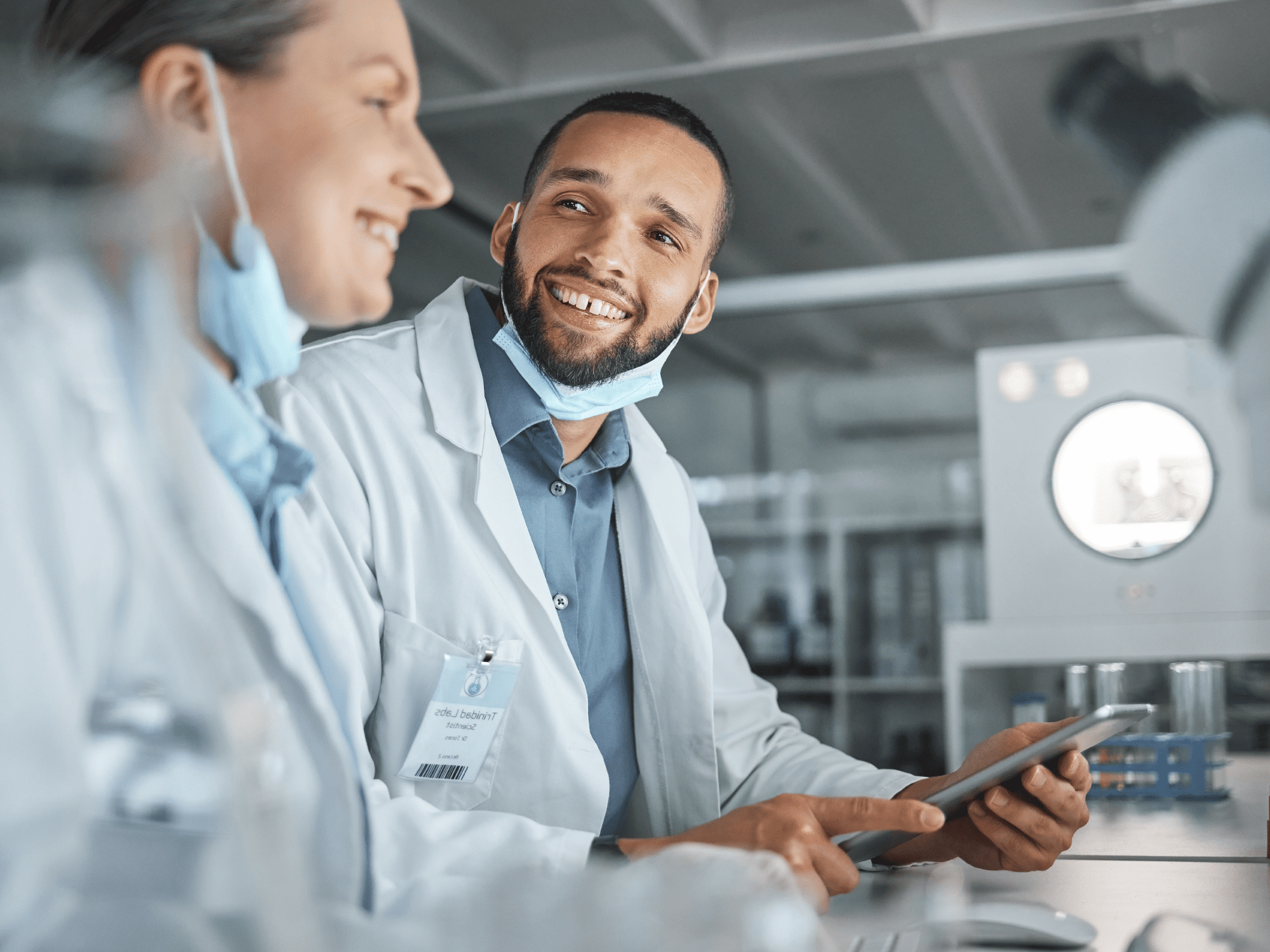 Researchers working in a lab