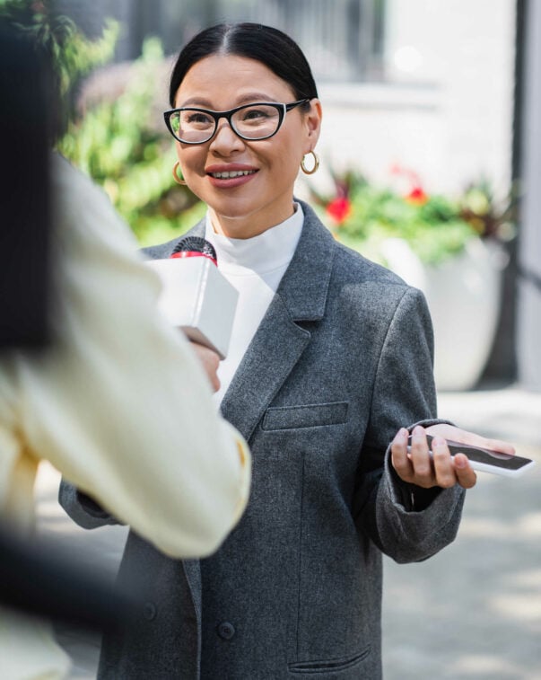 A photo of a reporter