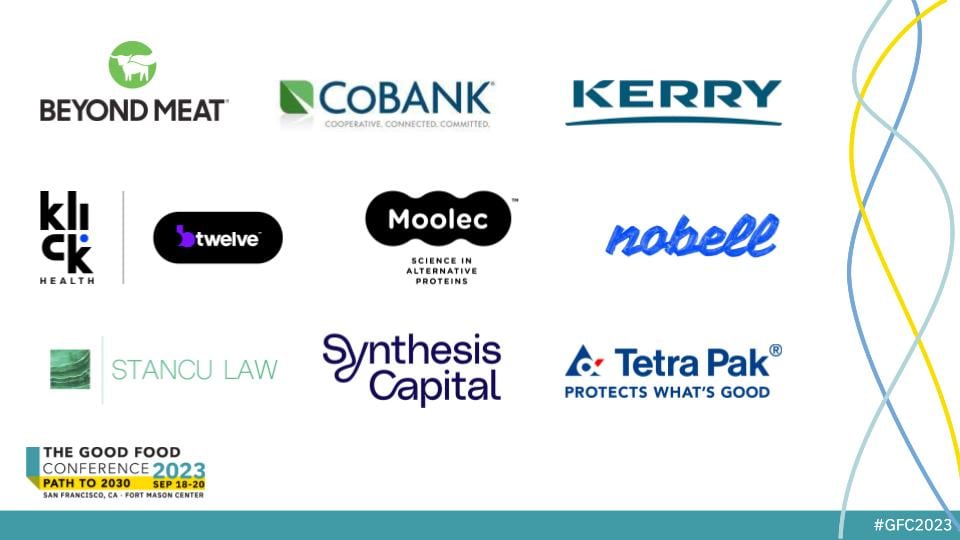 Slide with beyond meat, cobank, kerry, klick health, b twelve, moolec, nobell, stancu law, synthesis capital, tetra pak logos