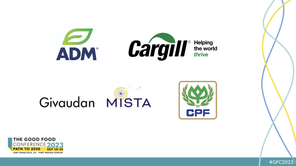 A slide with adm, cargill, givaudan, mista and cpf logos