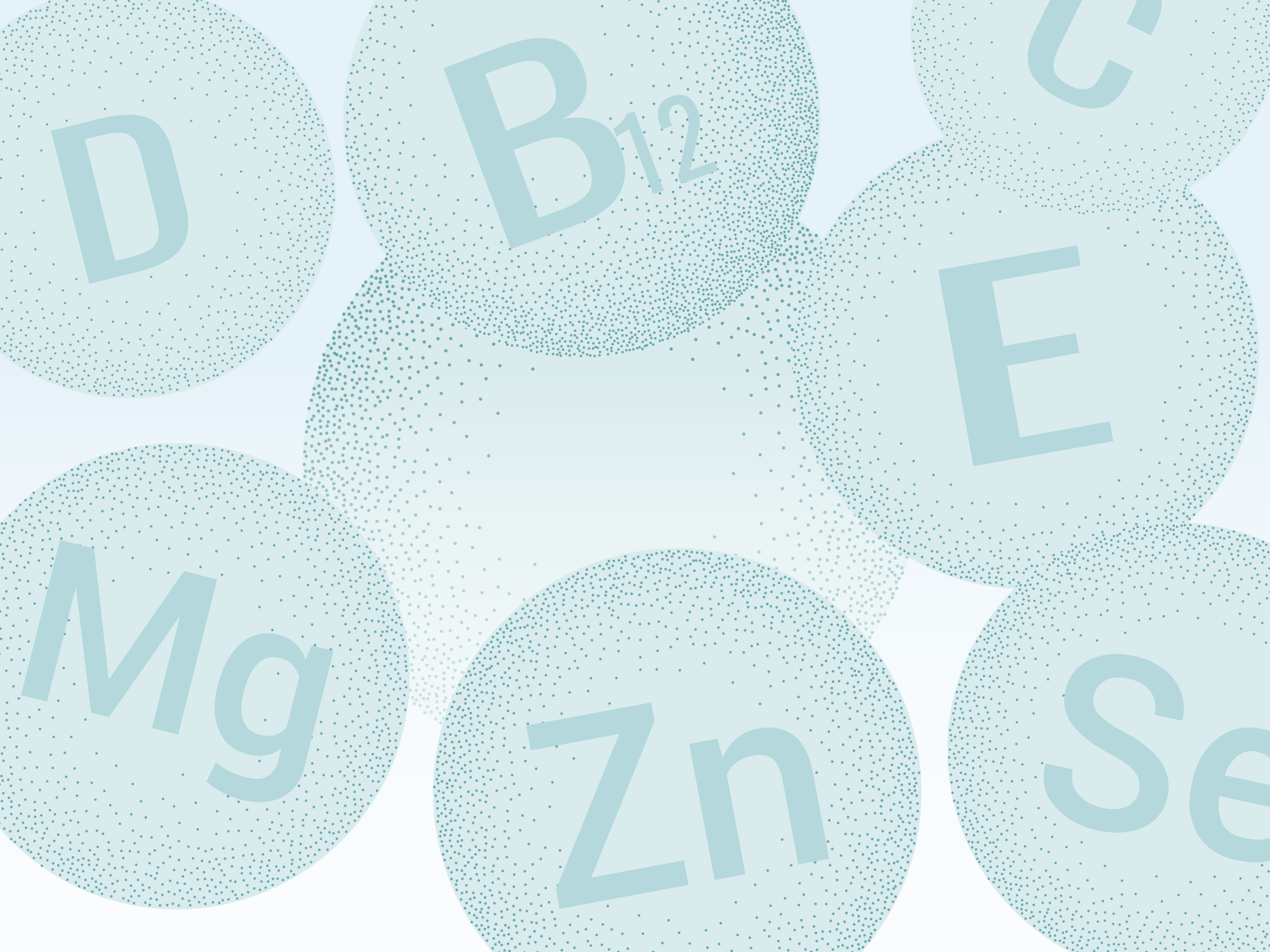 Stylized illustration of periodic elements in blue circles