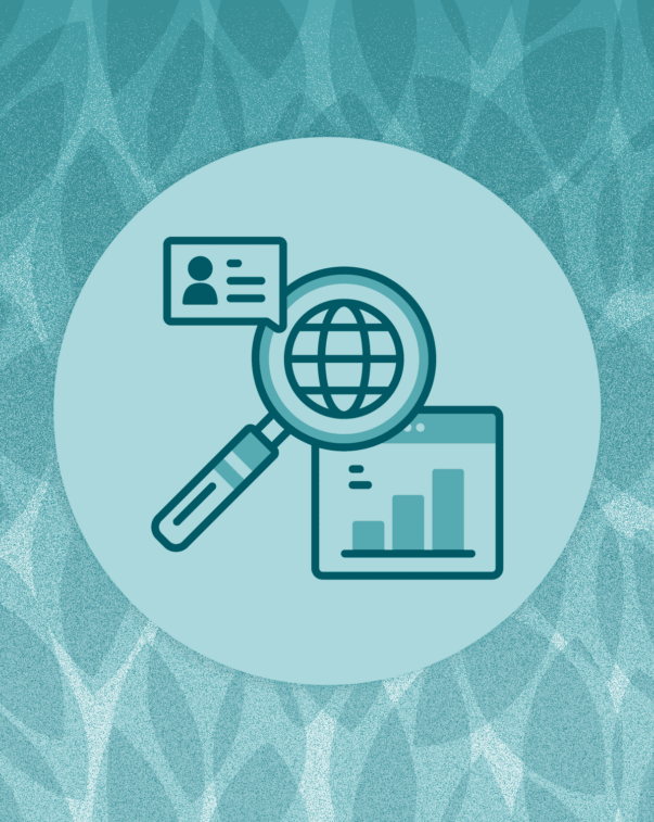 Consumer insights 8 A green illustrative icon with a magnifying glass and charts