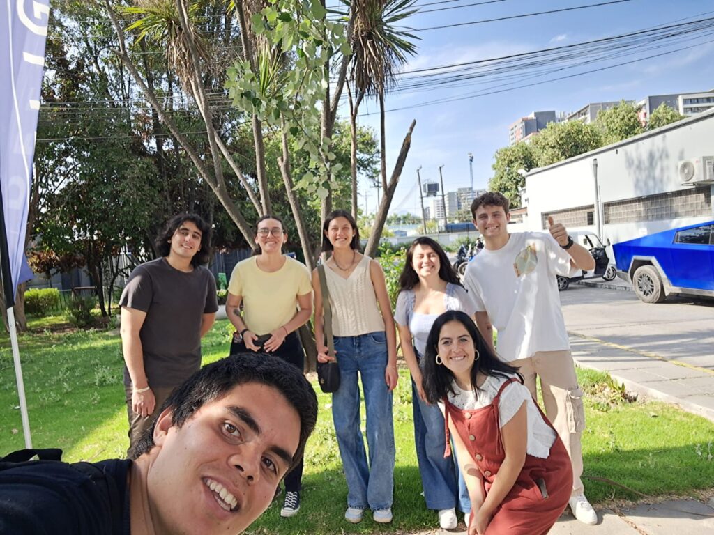 APP UC Chile students outside of the laboratories of Luyef Biotechnologies.