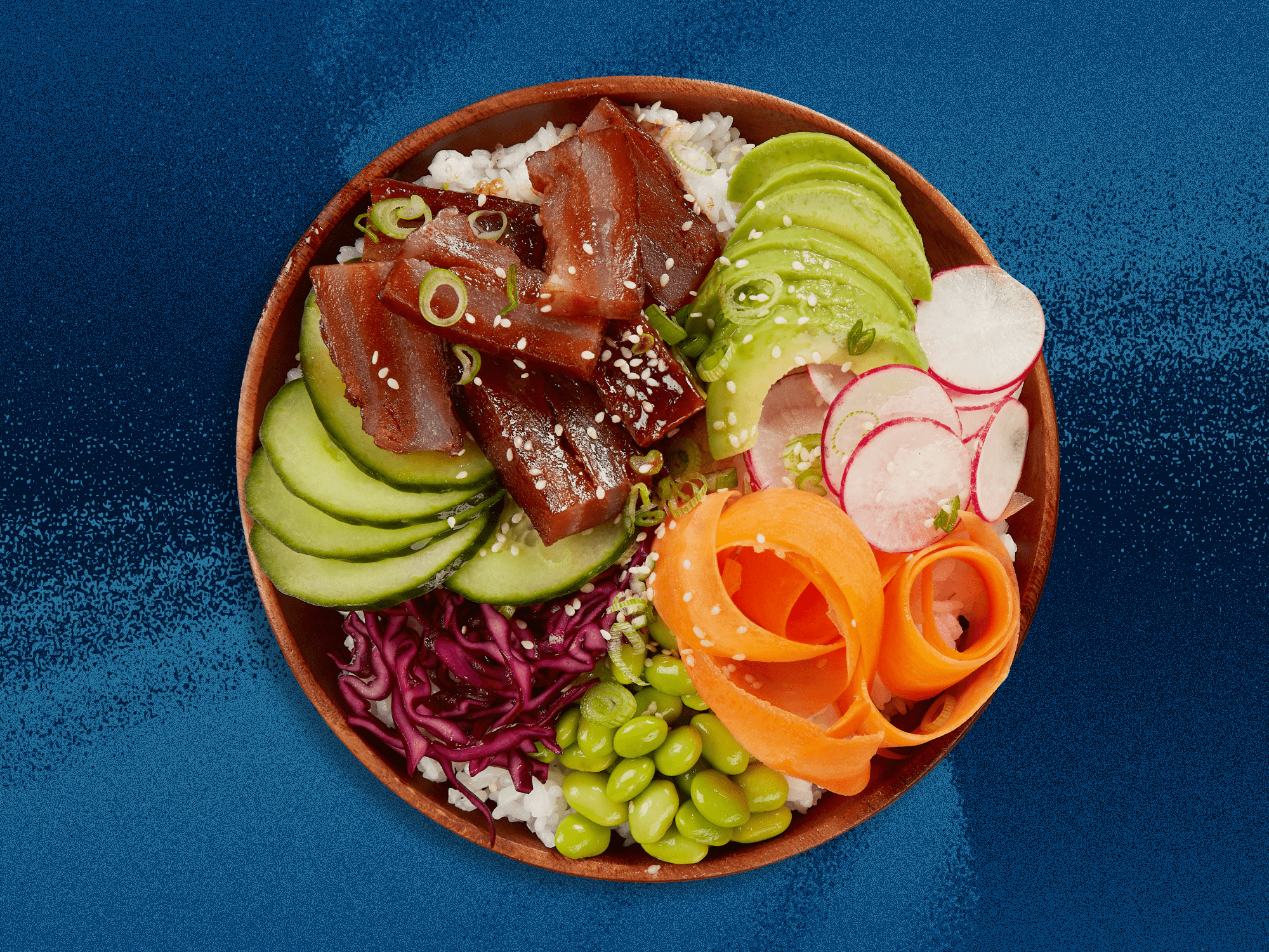 Cultivated seafood poke bowl