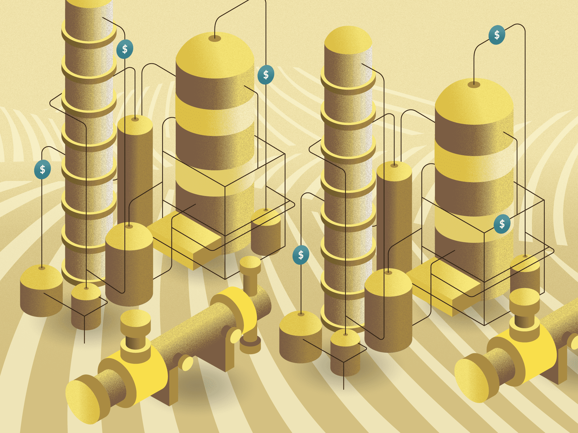 Driving down costs for fermentation ingredients: recommendations from techno-economic data 1 A graphic representing fermentation tanks in a highly illustrative style with dollar signs thoughout