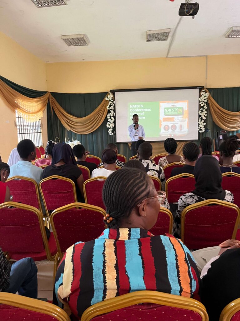 President of the University of Ibadan Alt Protein Project speaking to an audience at the 2025 NAFSTS-UI Food Week conference.