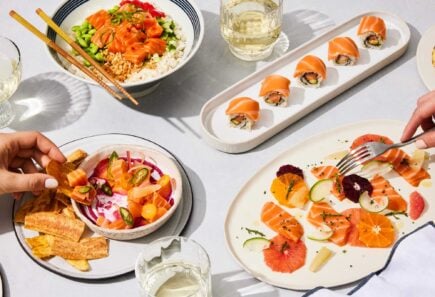 A spread of wildtype cultivated salmon products