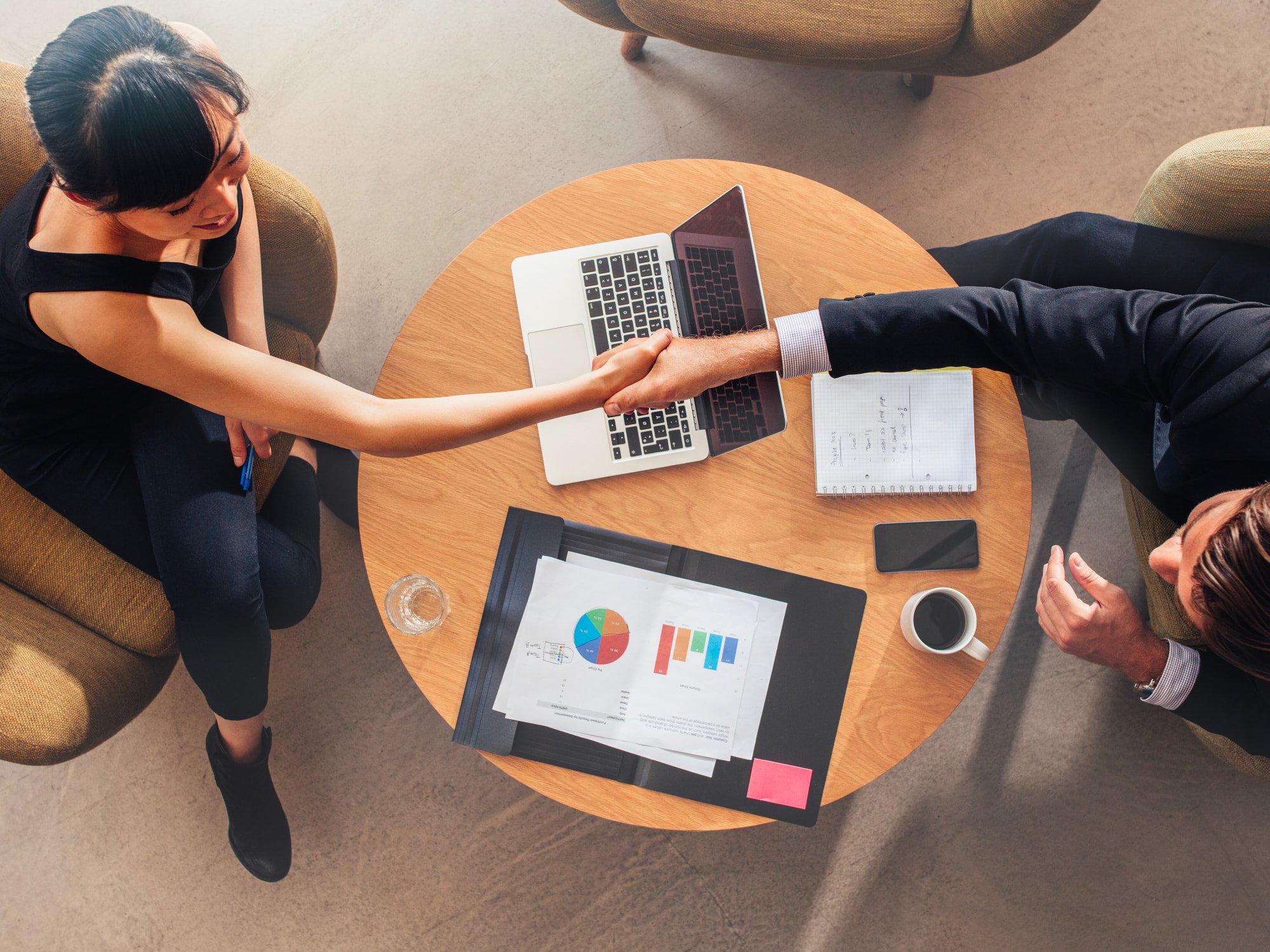 Two colleagues having a business meeting