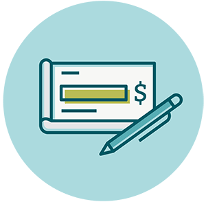 Donate page icons personal check